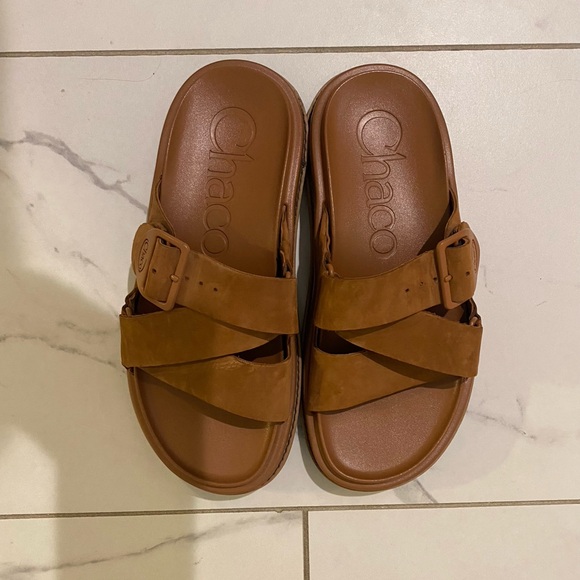 Chaco Shoes - Chaco Brown Slide Sandals - size 7